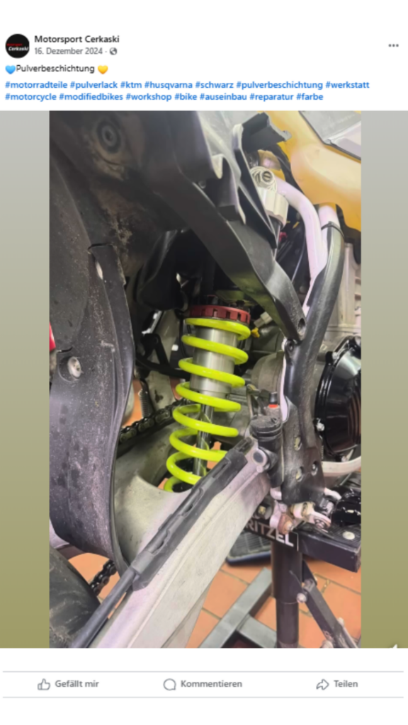 Markenoffene Motorrad Werkstatt in Witten an der Ruhr Pulverbeschichtung Federn